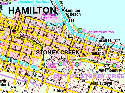 Map Showing Location of Stoney Creek